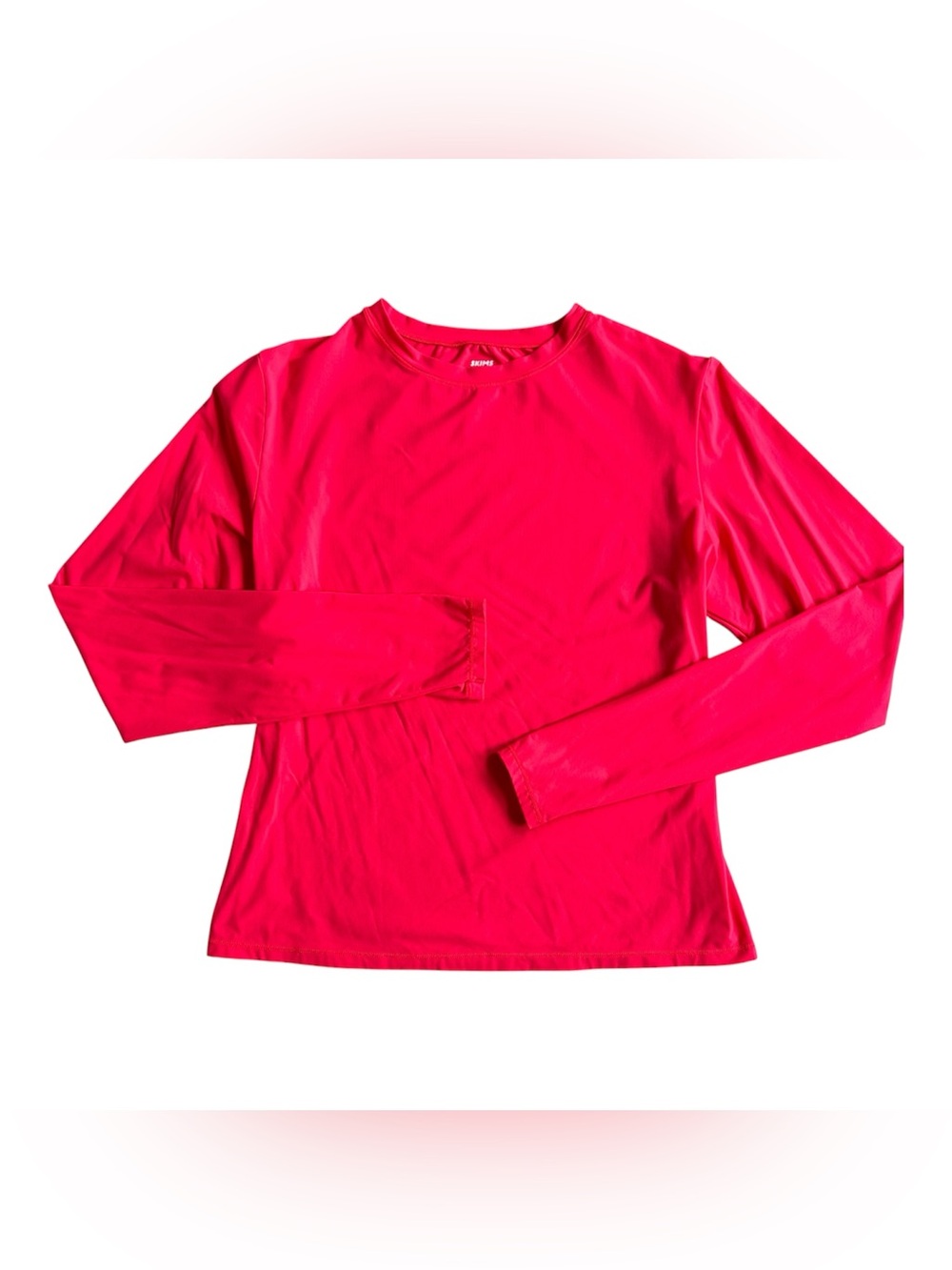 Skims Fits Everybody Neon Coral Long Sleeve Shirt